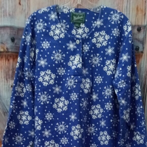 Woolrich LT Ultra Violet Snowflake Flannel Cotton Nightshirt Women's S/M - Picture 1 of 8
